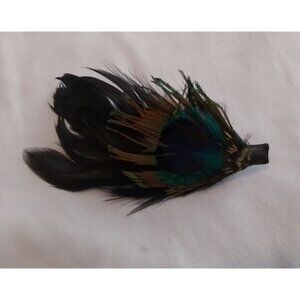 Peacock Feather Hair Clip Barrette With Natural Plumage